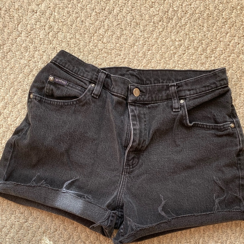 black denim boyfriend fit shorts